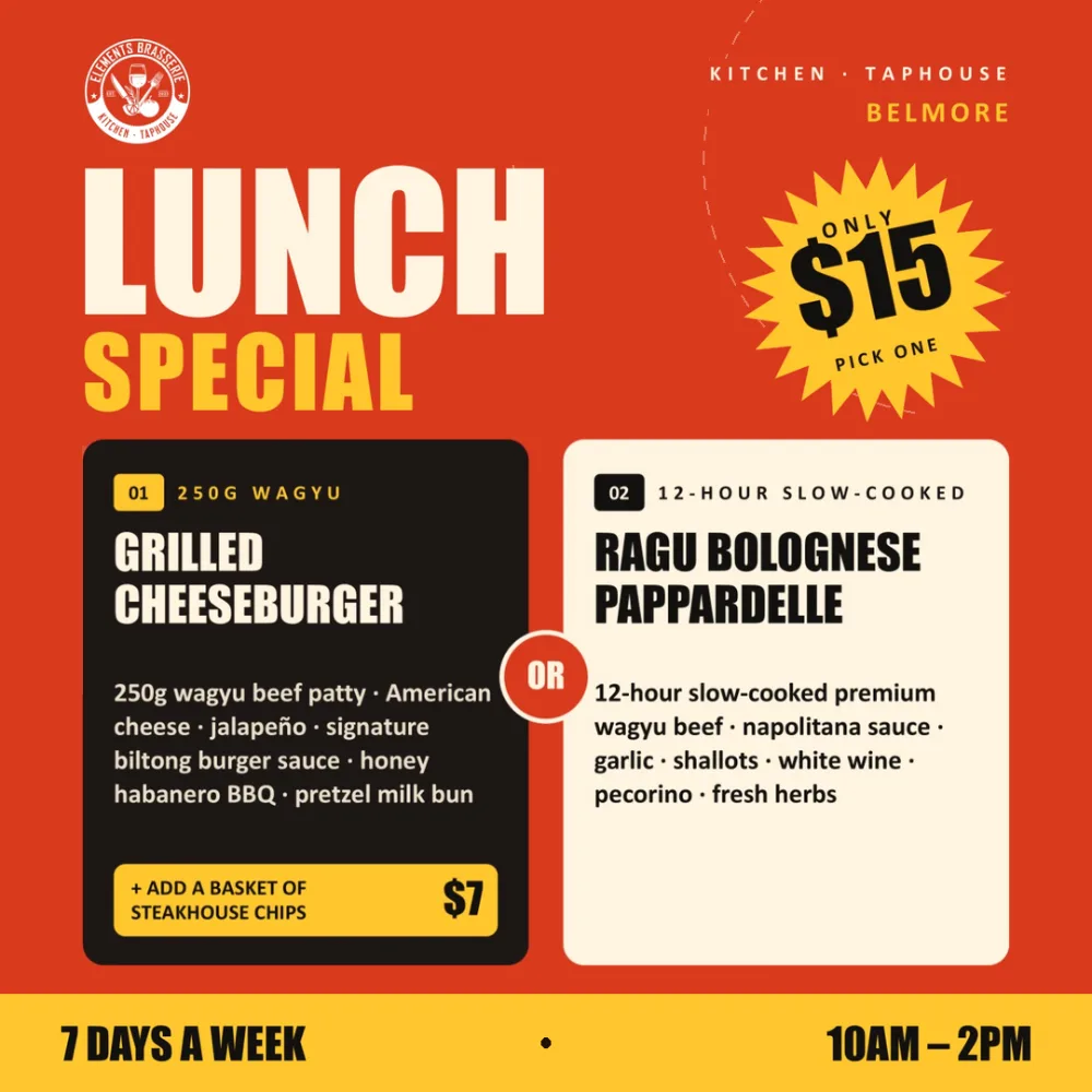 $15 Lunch Special at Elements Brasserie Belmore